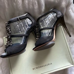 BCBG MaxAzria black Estella beaded heels new in box size 8